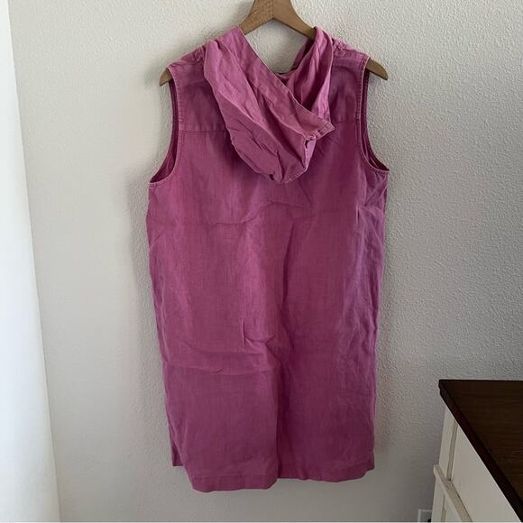 J Jill Pink Hooded Dress 100% Linen Lagenlook Neutral Casual Large - Picture 7 of 7